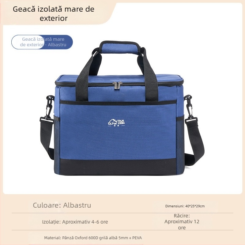 Geantă de izolație pentru explorare, geantă de gheață transfrontalieră, portabilă, pentru camping, în aer liber, capacitate mare, impermeabilă, pentru acasă, cu izolație rece, geantă de picnic