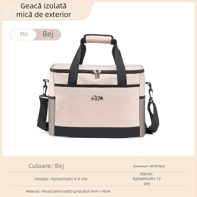 Geantă de izolație pentru explorare, geantă de gheață transfrontalieră, portabilă, pentru camping, în aer liber, capacitate mare, impermeabilă, pentru acasă, cu izolație rece, geantă de picnic