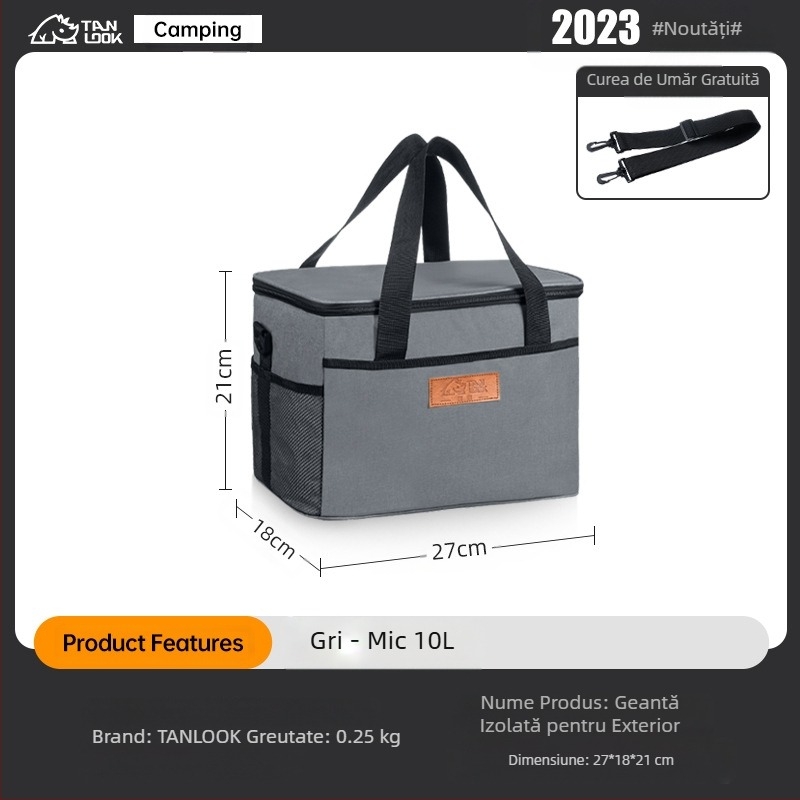 Geantă de izolație pentru explorare, geantă de gheață transfrontalieră, portabilă, pentru camping, în aer liber, capacitate mare, impermeabilă, pentru acasă, cu izolație rece, geantă de picnic