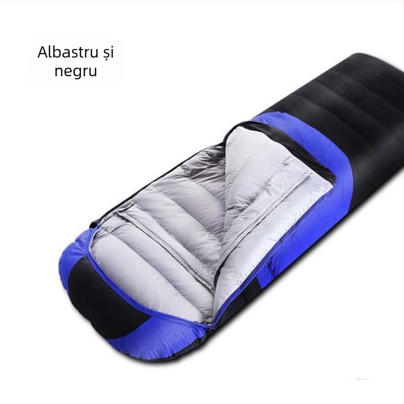 Sac de dormit din puf transfrontalier în stoc, pentru exterior, pentru o singură persoană, pentru camping, ultra-ușor, pentru pauză de prânz, sac de dormit cald din puf de rață, en-gros