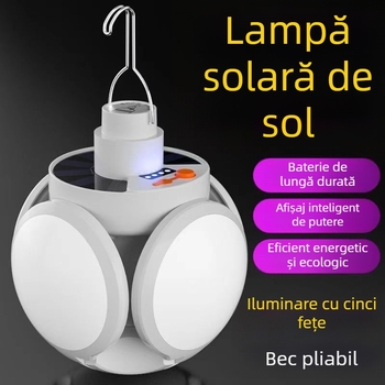 Bec reîncărcabil cu energie solară pentru întreruperi de curent de urgență, potrivit pentru tarabele pieței de noapte și uz casnic, lampă de fotbal pliabilă cu LED-uri, economisitoare de energie, cu lumină puternică