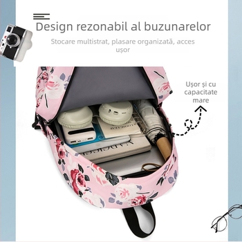 Rucsac casual din trei piese, geantă izolatoare, geantă transfrontalieră, nouă modă florală simplă, rucsac școlar de mare capacitate