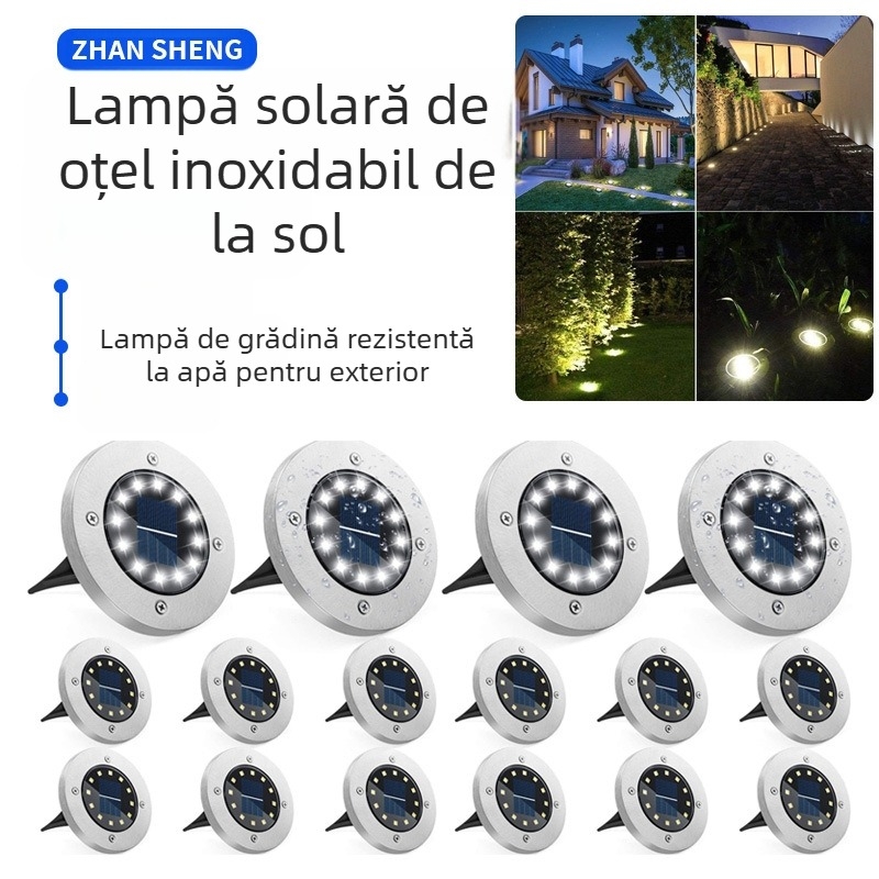 Lumini solare îngropate, lumini decorative pentru gazon, lumini decorative din oțel inoxidabil pentru atmosferă în curte, decorațiuni pentru curte