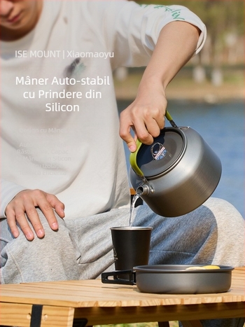 Ceainic din aliaj de aluminiu pentru exterior, ceainic de mare capacitate, portabil, pentru camping, cafetieră, ceainic ultra-ușor de călătorie, 1,8 l