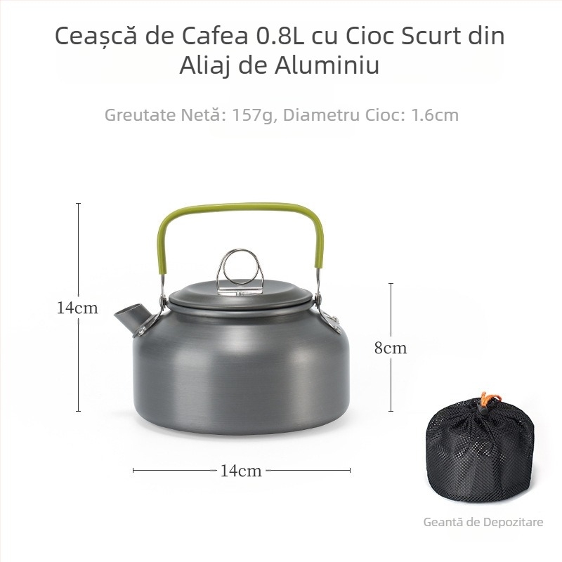 Ceainic din aliaj de aluminiu pentru exterior, ceainic de mare capacitate, portabil, pentru camping, cafetieră, ceainic ultra-ușor de călătorie, 1,8 l