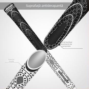 Mâner nou pentru crosă de golf, cauciuc, ață de bumbac, culoare antiderapantă, dimensiune medie standard