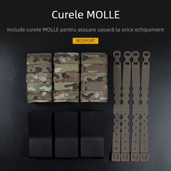 WOSPORT FAST Triple 5.56 Clip Pack (High) Adaptare sistem tactic MOLLE