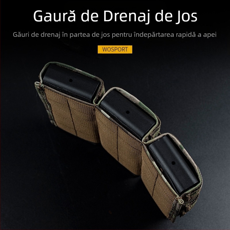 WOSPORT FAST Triple 5.56 Clip Pack (High) Adaptare sistem tactic MOLLE