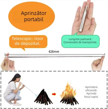 Tub telescopic portabil pentru suflarea focului, cu 6 secțiuni, nou, cu două capete, pentru camping în aer liber, direct din fabrică