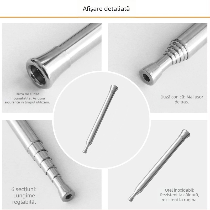 Tub telescopic portabil pentru suflarea focului, cu 6 secțiuni, nou, cu două capete, pentru camping în aer liber, direct din fabrică