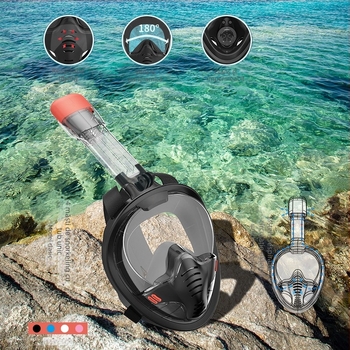 Mască de snorkeling, mască de respirație din silicon Three Treasures pentru întreaga față, costum de scafandru complet uscat, anti-sufocare