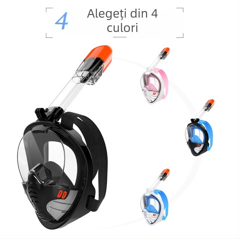 Mască de snorkeling, mască de respirație din silicon Three Treasures pentru întreaga față, costum de scafandru complet uscat, anti-sufocare