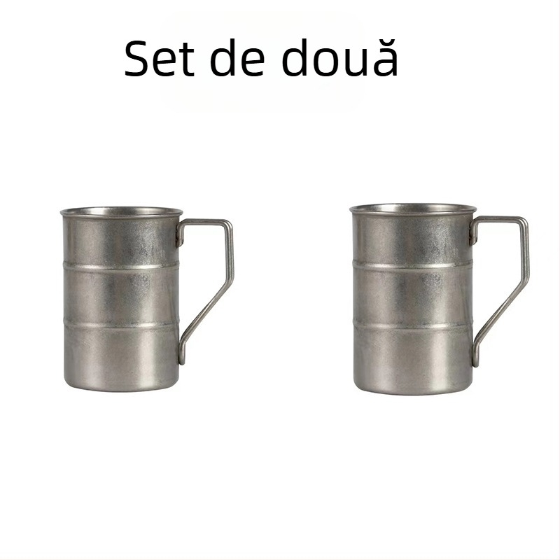 Cana de bere în stil industrial retro, din oțel inoxidabil 304, cană de apă de uz casnic, cană creativă de camping în aer liber, stil industrial retro