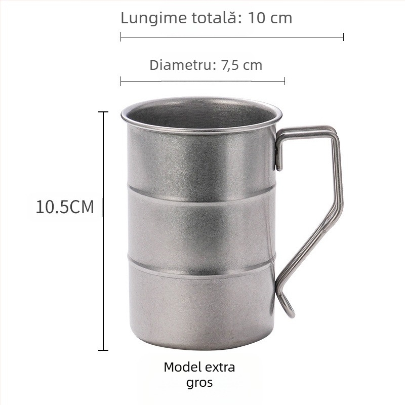 Cana de bere în stil industrial retro, din oțel inoxidabil 304, cană de apă de uz casnic, cană creativă de camping în aer liber, stil industrial retro