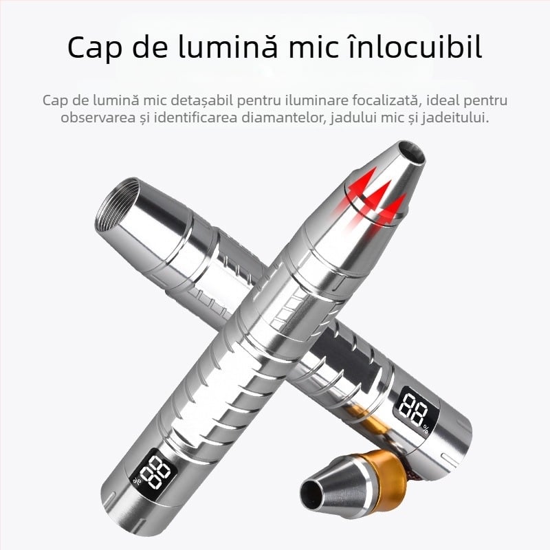 Lanternă nouă de identificare din jad, lanternă profesională pentru bijuterii din jad, sursă multiplă de lumină, reîncărcabilă prin USB, lumină violetă