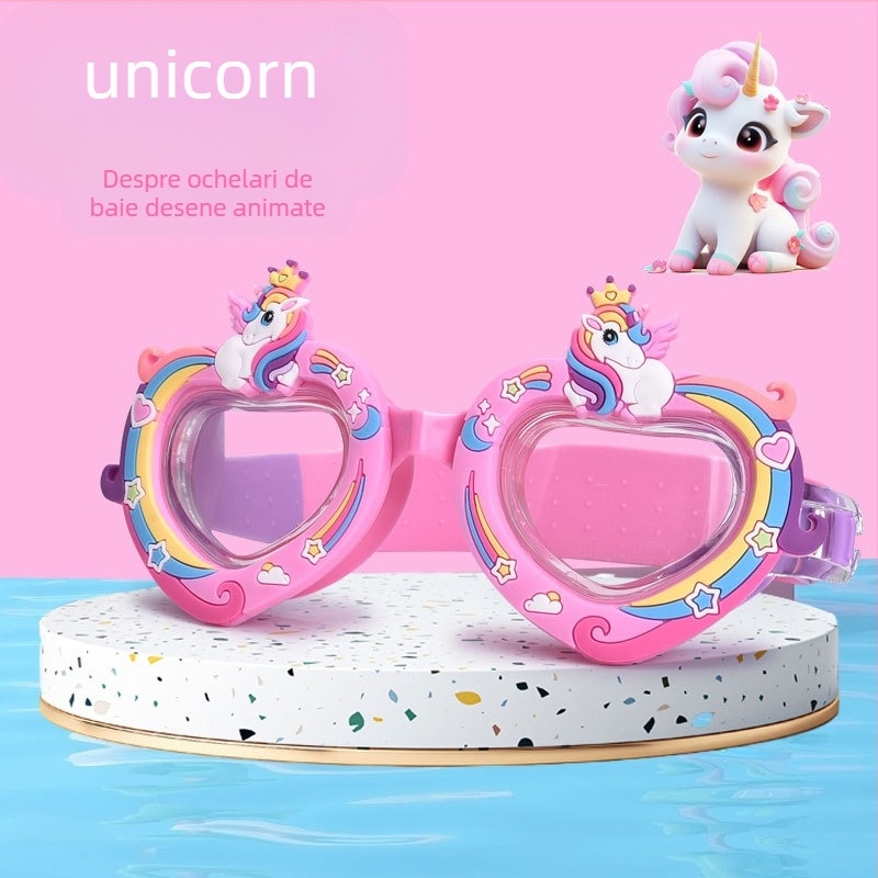 Ochelari de înot cu animație din silicon pentru copii transfrontalieri, drăguți, cu desene animate, pentru piscină, băieți și fete, echipament de antrenament pentru înot și scufundări