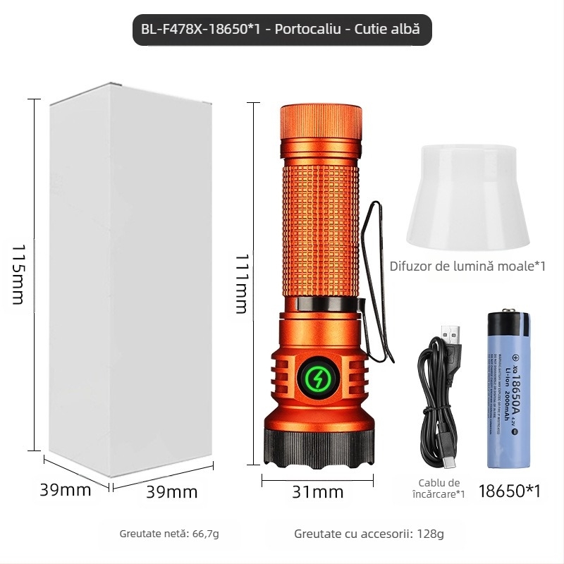 Noua lanternă compactă portabilă transfrontalieră, reîncărcabilă, cu perle XPG, evidențiază atracția magnetică a cozii de urgență cu rază lungă de acțiune