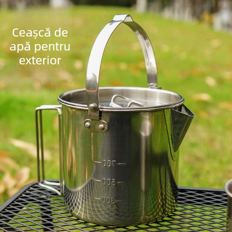 Fierbător de apă în aer liber, stil camping, alpinism, fierbător de apă portabil, ceainic de cafea, stil camping, oală agățată, ustensile de gătit, oală de picnic