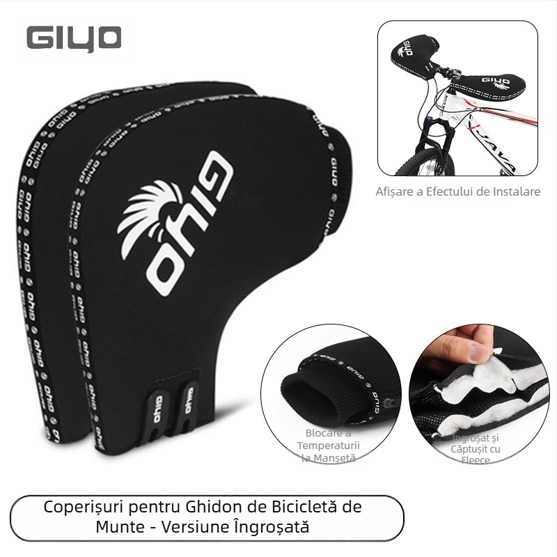 Mănuși de protecție pentru biciclete GIYO, mănuși de protecție pentru biciclete de munte, căptușite cu fleece, calde, pentru biciclete de șosea, mănuși de protecție împotriva frigului, toamna și iarna
