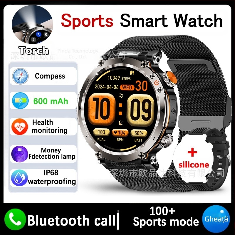 Ceas inteligent HT30 transfrontalier nou, sporturi în aer liber, impermeabil, Bluetooth, apel 1.7, ecran mare, ritm cardiac, oxigen din sânge, lumină LED