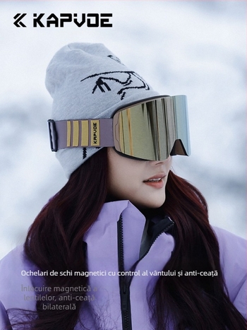 Ochelari de schi magnetici Kapvoe Maze, care își schimbă culoarea, ochelari de protecție pentru exterior, rezistenți la vânt, impermeabili și anti-UV pentru bărbați și femei