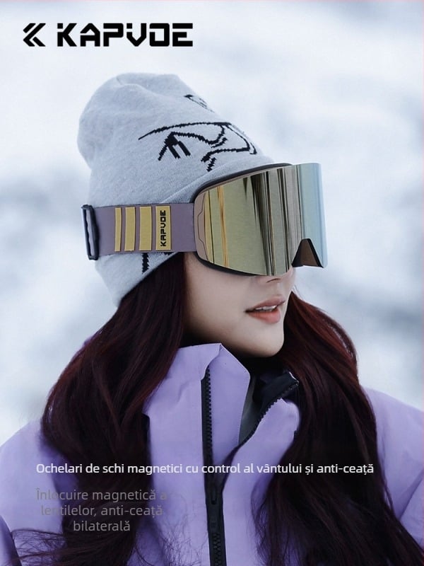 Ochelari de schi magnetici Kapvoe Maze, care își schimbă culoarea, ochelari de protecție pentru exterior, rezistenți la vânt, impermeabili și anti-UV pentru bărbați și femei