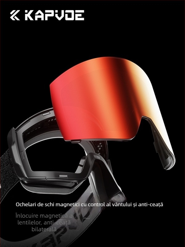 Ochelari de schi magnetici Kapvoe Maze, care își schimbă culoarea, ochelari de protecție pentru exterior, rezistenți la vânt, impermeabili și anti-UV pentru bărbați și femei