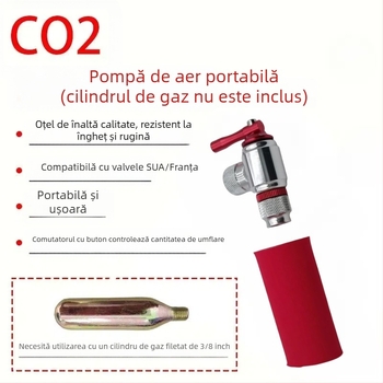 Pompă de aer universală pentru anvelope de motocicletă și bicicletă, mini pompă de aer portabilă, supapă de aer pentru anvelope cu capac de izolare termică