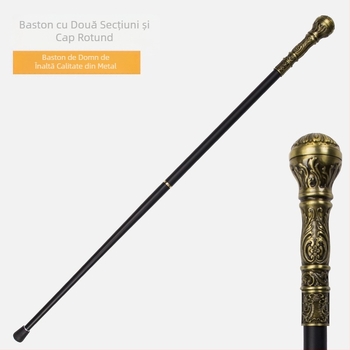 Baston de mers cu cap rotund auriu Lolita, baston de mers Comic-Con din metal, baston civilizat, baston dublu, baston de mers pentru bătrâni, antiderapant
