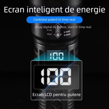 Lanternă multifuncțională din plastic transfrontalieră, lanternă puternică cu rază lungă de acțiune, zoom, afișaj digital cu încărcare, lanternă P50