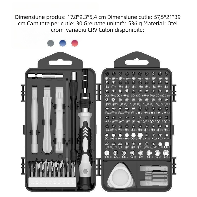 Șurubelniță 115 în 1, costum, ochelari, ceas, telefon mobil, digital, demontare de precizie, instrument de întreținere manual multifuncțional