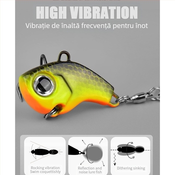 Momeală Vib Luya, cârlig mic cu un singur cârlig, cu paiete rotative, momeală falsă metalică, cu rază lungă de acțiune, costum ușor pentru pescuit maritim la biban armat