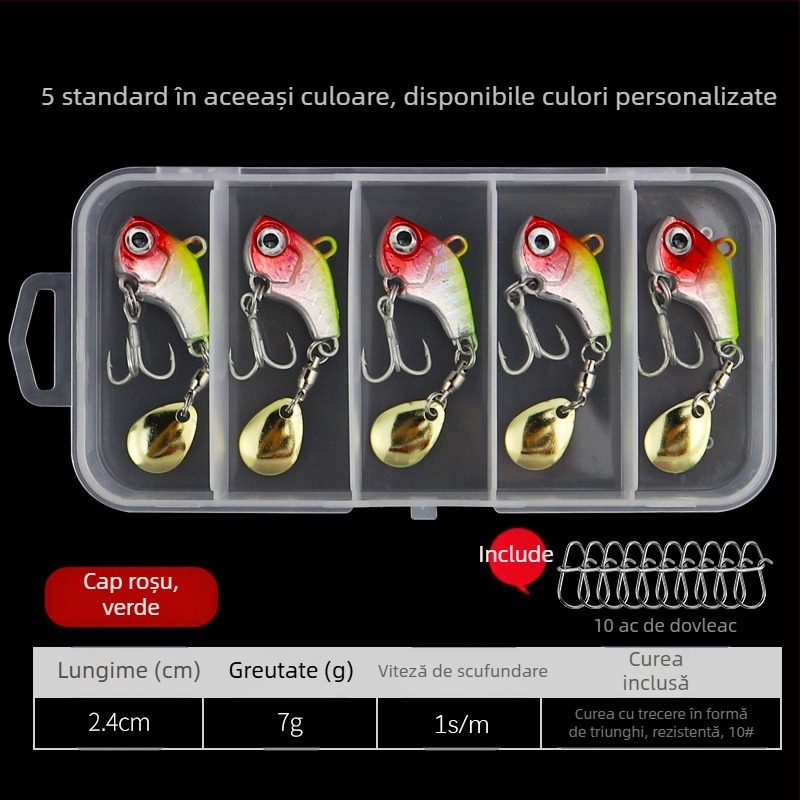 Momeală Vib Luya, cârlig mic cu un singur cârlig, cu paiete rotative, momeală falsă metalică, cu rază lungă de acțiune, costum ușor pentru pescuit maritim la biban armat