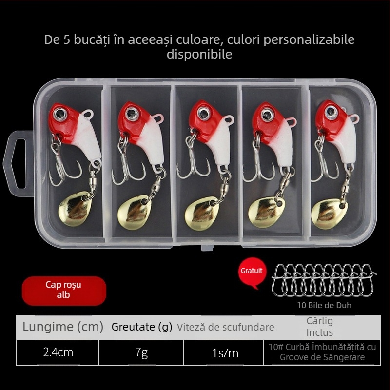 Momeală Vib Luya, cârlig mic cu un singur cârlig, cu paiete rotative, momeală falsă metalică, cu rază lungă de acțiune, costum ușor pentru pescuit maritim la biban armat