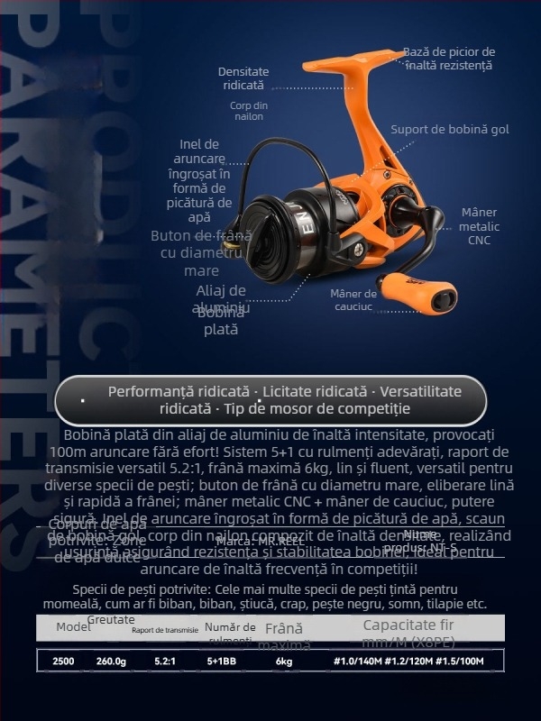 Yongshun Noua roată de spinning transfrontalieră NT-S2 Dai Luya recomandă roată de pescuit puternică cu fir fără gol