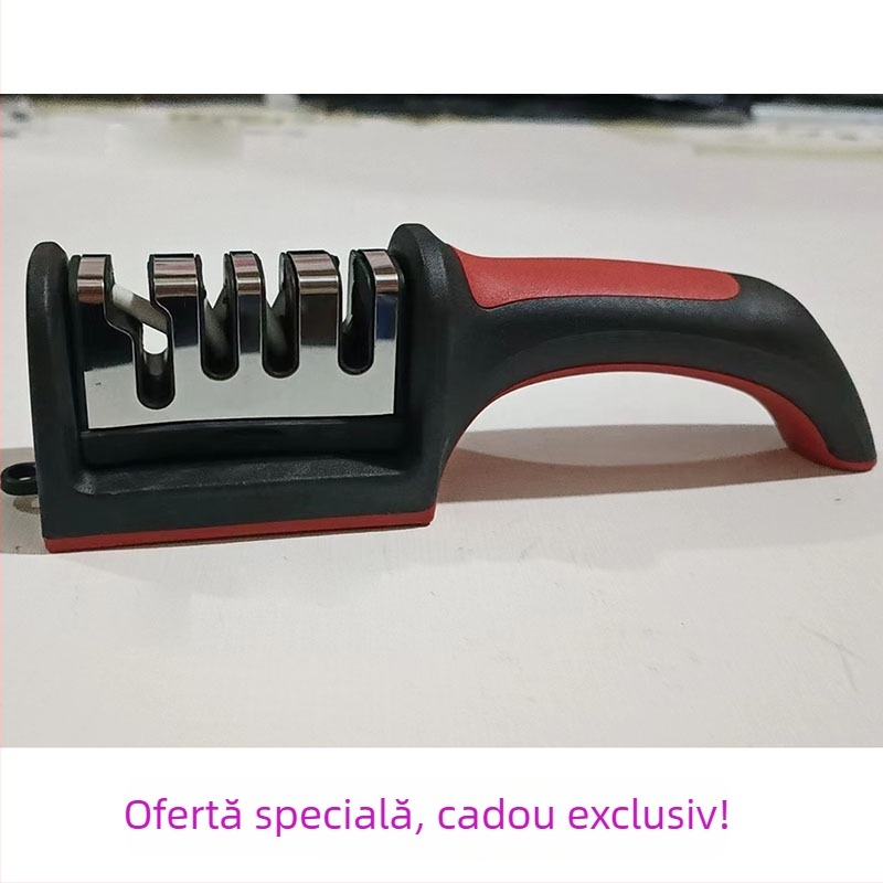 Ascuțire cuțite din oțel tungsten în trei etape, piatră de ascuțire pentru cuțite de bucătărie de uz casnic, piatră de ascuțire manuală rapidă, instrument de ascuțire