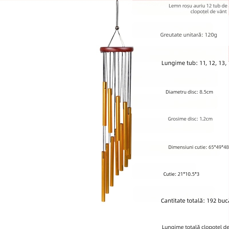 Clopoțel de vânt metalic cu 12 tuburi din aluminiu, pandantiv pentru balcon, pandantiv transfrontalier, cadou comemorativ Temu, en-gros