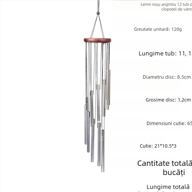 Clopoțel de vânt metalic cu 12 tuburi din aluminiu, pandantiv pentru balcon, pandantiv transfrontalier, cadou comemorativ Temu, en-gros