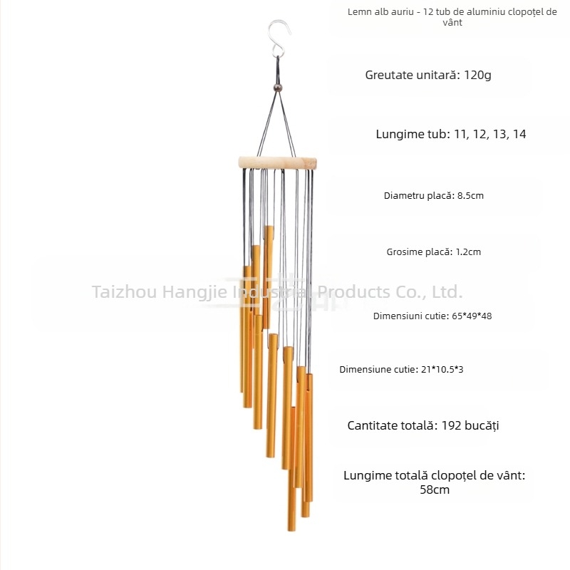 Clopoțel de vânt metalic cu 12 tuburi din aluminiu, pandantiv pentru balcon, pandantiv transfrontalier, cadou comemorativ Temu, en-gros