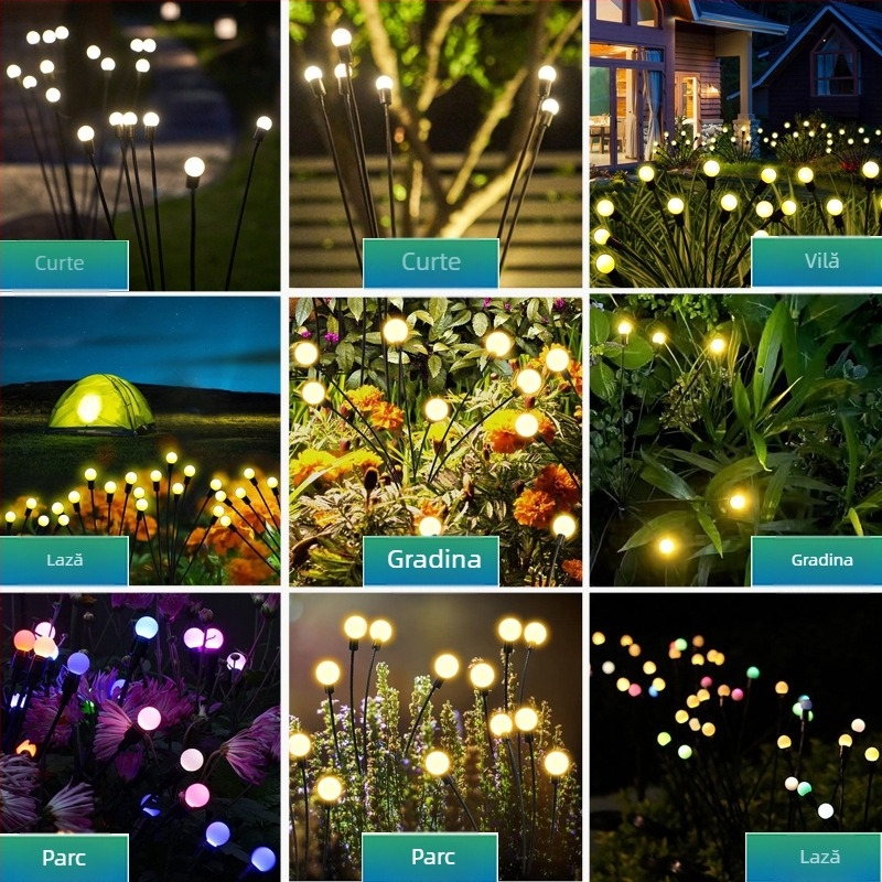 Lampă solară Firefly, lampă de peisaj pentru curte, lampă de atmosferă de grădină transfrontalieră, lampă nouă pentru gazon în aer liber, lampă cu leagăn