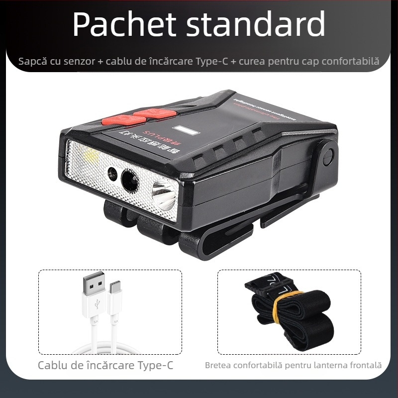 Yinnuo lampă frontală de pescuit specială reîncărcabilă montată pe cap super luminoasă mini ultra lumină lumină mică lampă de inducție pentru pescuit nocturn