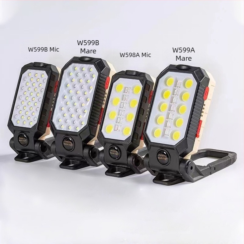 Lanternă de lucru COB nouă, cu încărcare USB și LED, cu cârlig magnetic, afișaj de alimentare, lanternă de urgență, lumină de inspecție