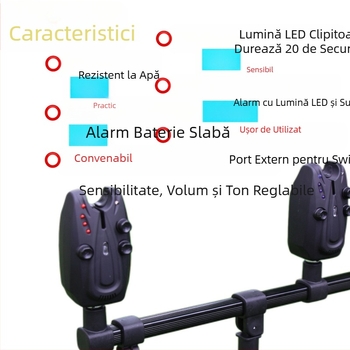 Produs nou transfrontalier multifuncțional pentru pescuit 1 până la 4 alarmă digitală pentru pescuit nocturn cu undiță de mare cu cârlig inteligent pentru mușcătură, alarmă cu lumină intermitentă