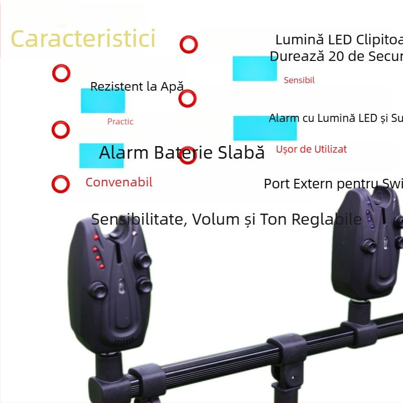 Produs nou transfrontalier multifuncțional pentru pescuit 1 până la 4 alarmă digitală pentru pescuit nocturn cu undiță de mare cu cârlig inteligent pentru mușcătură, alarmă cu lumină intermitentă