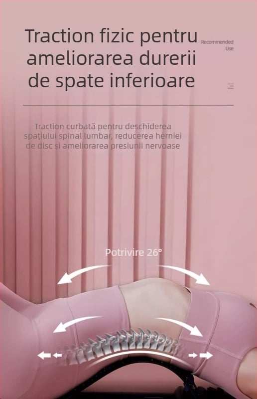 Aparat de întindere a coloanei vertebrale, masaj pentru spate, suport pentru artefacte, pentru coloana vertebrală, pentru calmarea durerii lombare roz, exercițiu de masaj