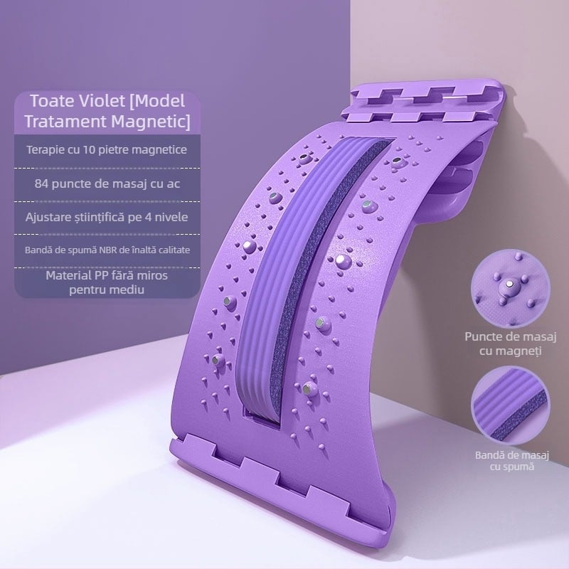 Aparat de întindere a coloanei vertebrale, masaj pentru spate, suport pentru artefacte, pentru coloana vertebrală, pentru calmarea durerii lombare roz, exercițiu de masaj