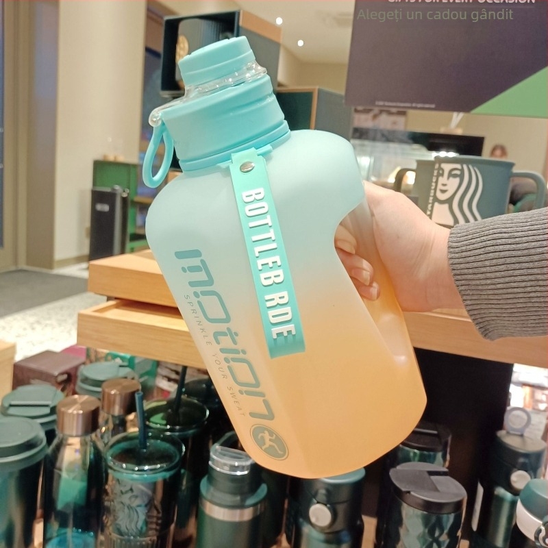 Sticlă de apă sport cu găleată mare Amazon, 2200 ml, capacitate mare, material PC, cupă de fitness pentru celebrități de internet, rezistență la temperaturi ridicate
