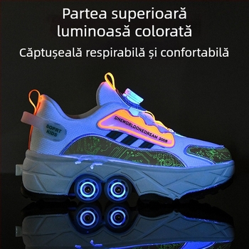 Pantofi de mers explozivi pentru copii, fete, invizibili, cu patru roți, contracționați, pentru băieți, pentru fete, scripete nou pentru adulți, pentru elevii de școală primară