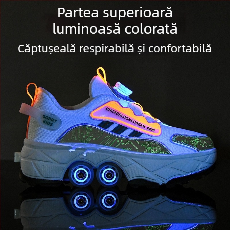 Pantofi de mers explozivi pentru copii, fete, invizibili, cu patru roți, contracționați, pentru băieți, pentru fete, scripete nou pentru adulți, pentru elevii de școală primară