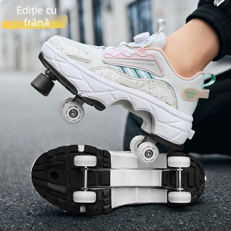 Pantofi de mers explozivi pentru copii, fete, invizibili, cu patru roți, contracționați, pentru băieți, pentru fete, scripete nou pentru adulți, pentru elevii de școală primară